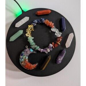 9 Piece Pointed Quartz Crystal Chakra Healing Stones With Bracelet